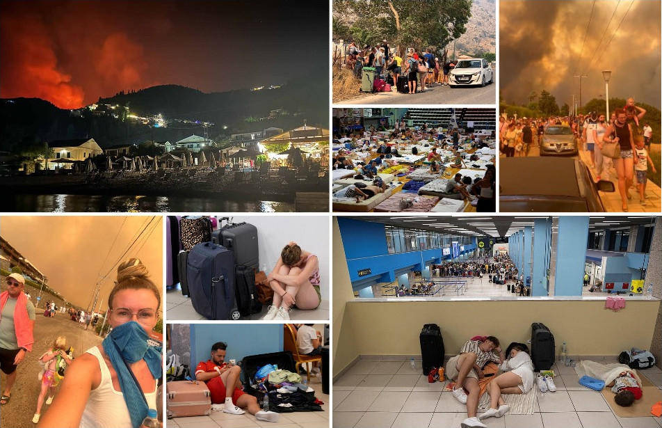 Туристы ночуют в спортивных залах и аэропорту в надежде покинуть горящие греческие острова - «Клуб - Юмора»